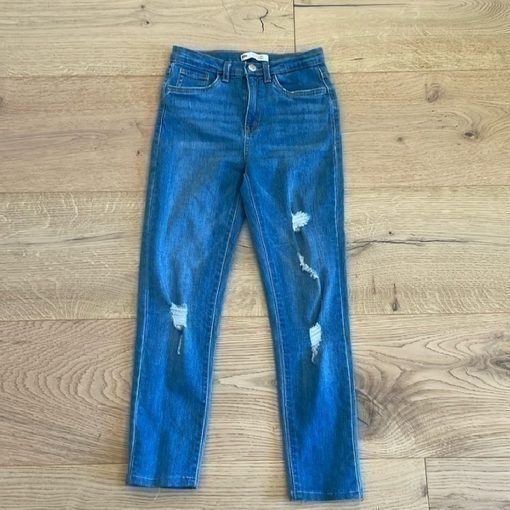Levi’s 720 High Rise Super Skinny Girls Jeans Size 12 Regular Distressed Stretch